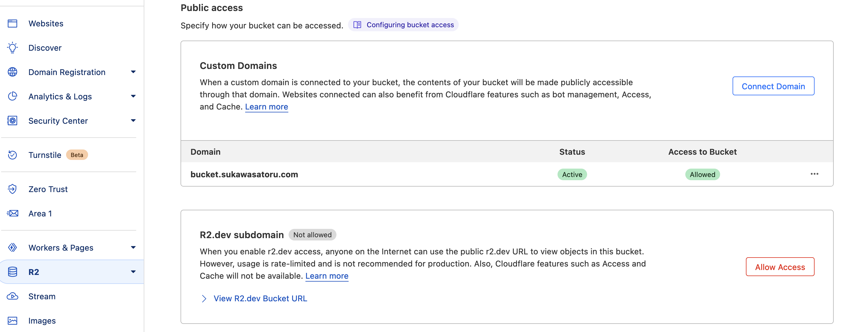 R2 Domain Settings